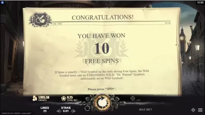 Sherlock of London slot screenshot 4