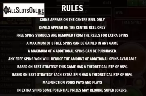 Paytable 5. Slingo Extreme from Slingo Originals