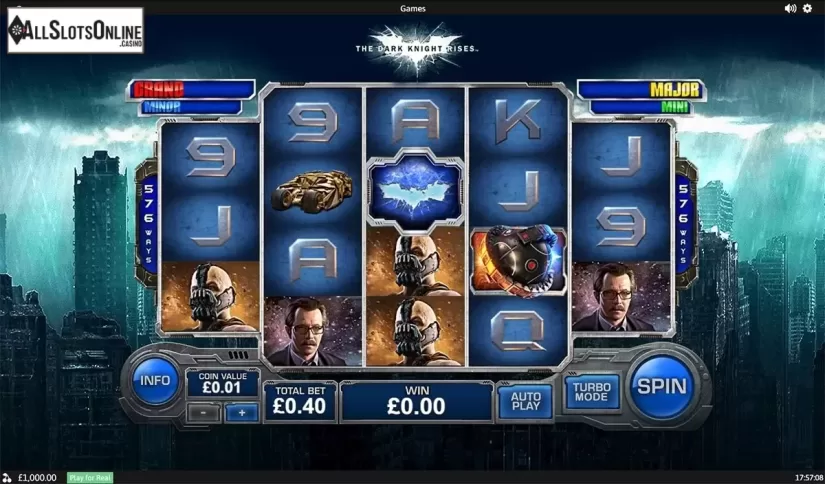 Reels screen. The Dark Knight Rises (Playtech) from Playtech