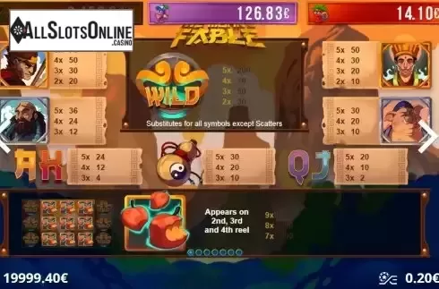 Paytable screen
