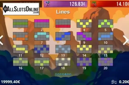 Paylines screen
