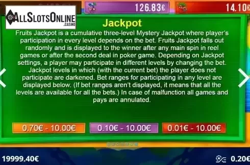 Jackpot screen