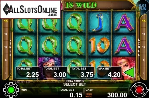 Reel screen. Three Nymphs from Casino Technology