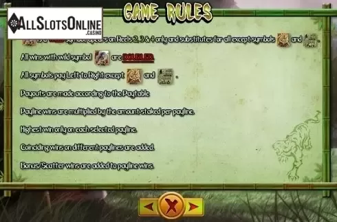 Paytable 2. Tiger Slayer from TOP TREND GAMING