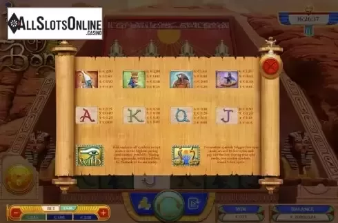 Paytable screen