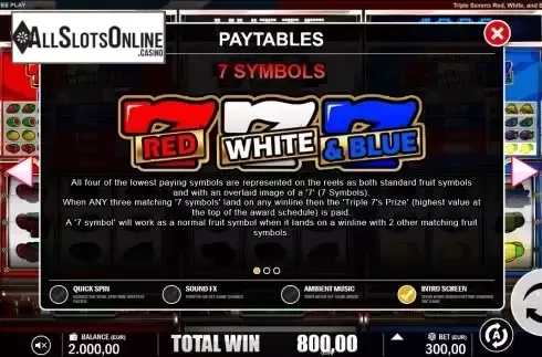 Seven symbol screen
