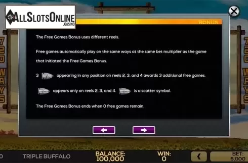 Paytable 3. Triple Buffalo from High 5 Games