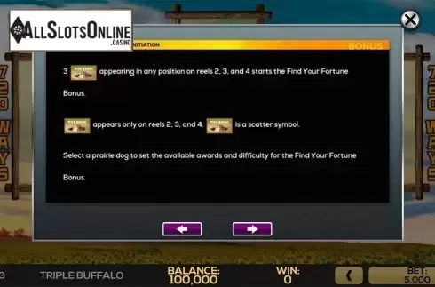 Paytable 4. Triple Buffalo from High 5 Games