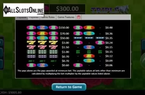 Paytable 1