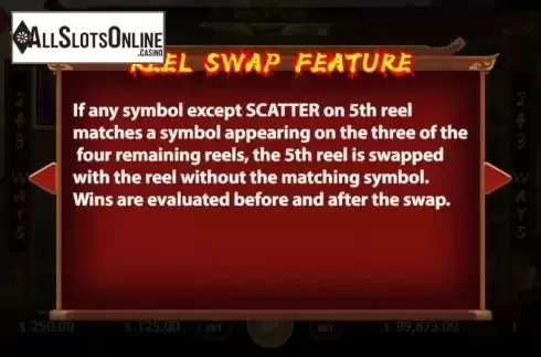 Swap Feature screen