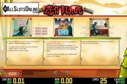 Paytable 2. Zen Blade HD from World Match