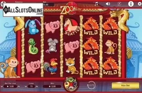 Reels screen. Zoodiac from Booming Games
