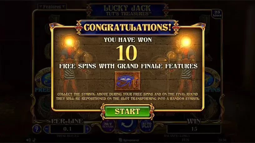 Lucky Jack Tuts Treasures slot screenshot 5
