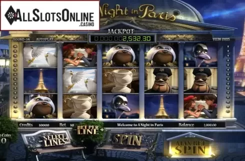 Paytable 1. A Night in Paris from Betsoft