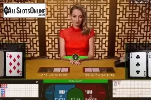 Game Screen. Baccarat Controlled Squeeze from Evolution Gaming