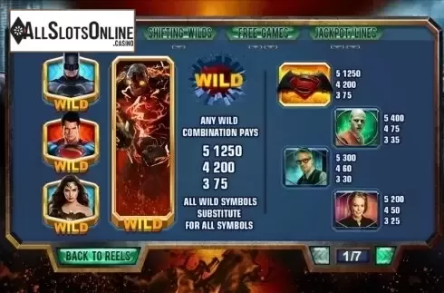 Paytable 1. Batman v Superman Dawn of Justice from Playtech