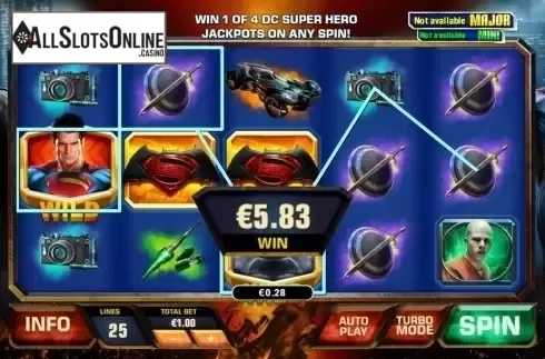 Low Win screen. Batman v Superman Dawn of Justice from Playtech