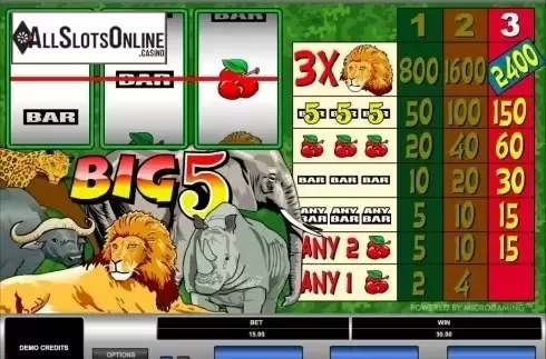 Screen3. Big 5 from Microgaming
