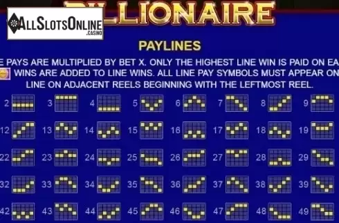 Paytable 2. Billionaire from JDB168