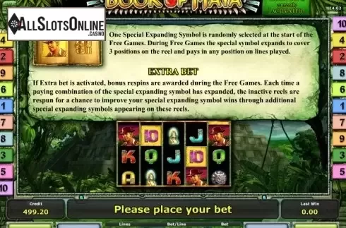 Paytable 2. Book of Maya from Greentube