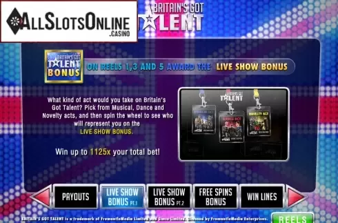 Screen4. Britain's Got Talent from Playtech