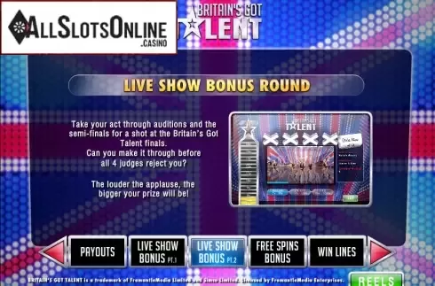 Screen5. Britain's Got Talent from Playtech