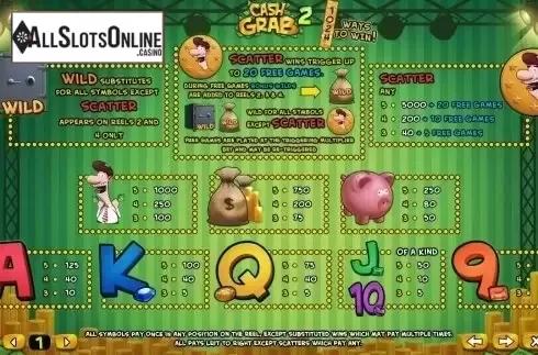 Paytable 1. Cash Grab 2 from TOP TREND GAMING