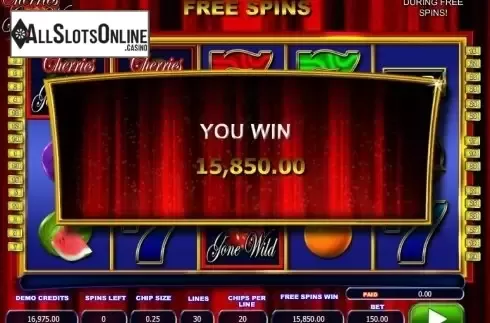 Win presentation. Cherries Gone Wild from Microgaming