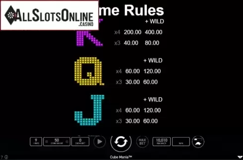 Paytable 2. Cube Mania from Wazdan