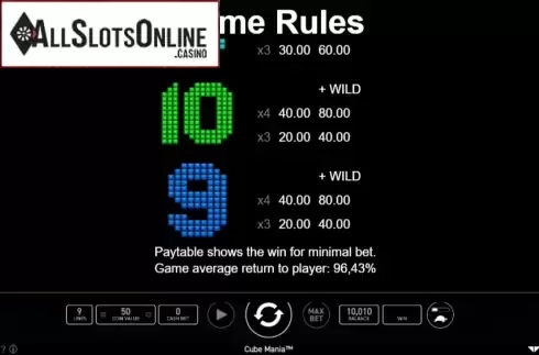 Paytable 3. Cube Mania from Wazdan