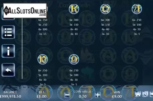 Paytable screen 2. Dark Spells from ReelNRG