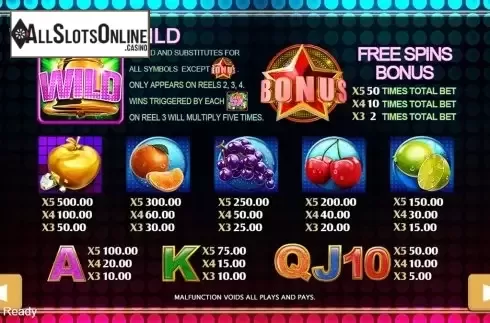 Paytable . Fruit Party (PlayStar) from PlayStar