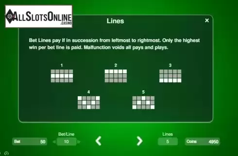 Paylines screen