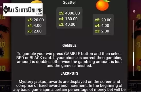 Pay Table screen 2