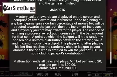 Game Features screen