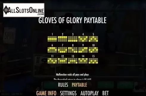 Paylines. Gloves of Glory from Join Games