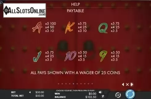 Paytable 3. Lion's Fortune from Genesis