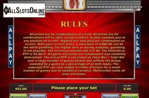 Paytable 2. Magic 81 Lines from Greentube