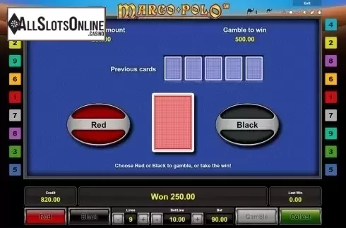 Gamble screen. Marco Polo (Novomatic) from Novomatic