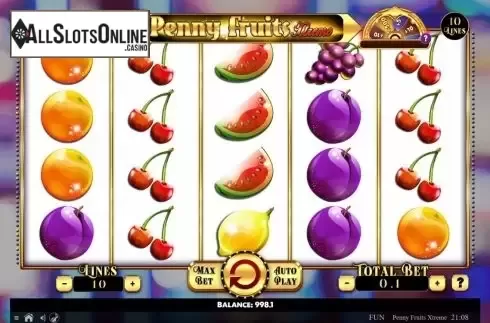 Reel Screen. Penny Fruits Extreme Spin O Wheel from Spinomenal