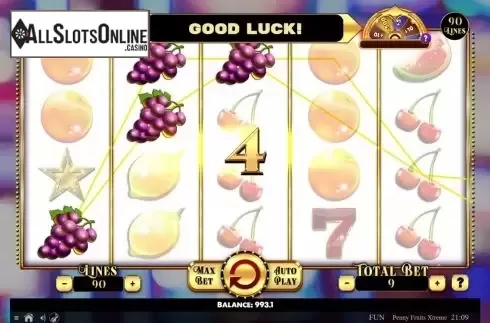 Win Screen . Penny Fruits Extreme Spin O Wheel from Spinomenal