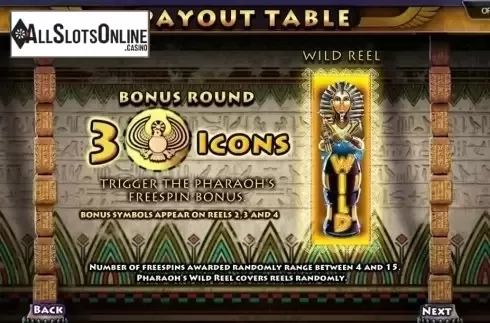 Paytable 2. Pharaohs Lost Treasure from BetConstruct