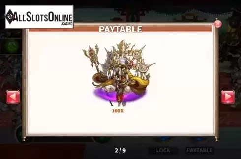 Paytable screen