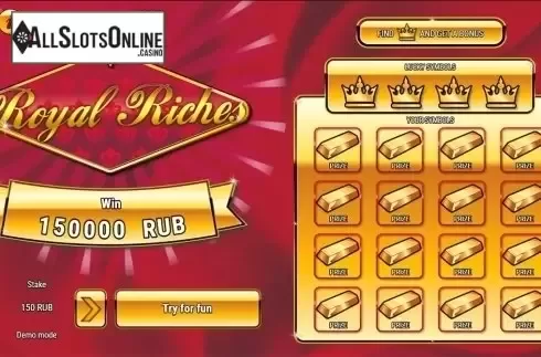 Reels screen. Royal Riches from SuperlottoTV