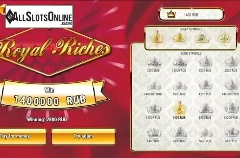 Game workflow 2. Royal Riches from SuperlottoTV