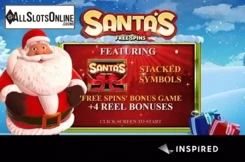 Intro screen. Santa's Free Spins from Inspired Gaming