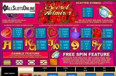 Screen2. Secret Admirer from Microgaming