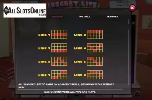 Paylines screen