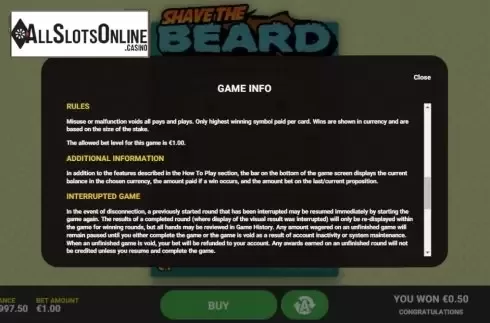 Info 3. Shave The Beard from Hacksaw Gaming