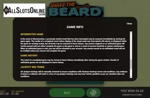 Info 4. Shave The Beard from Hacksaw Gaming
